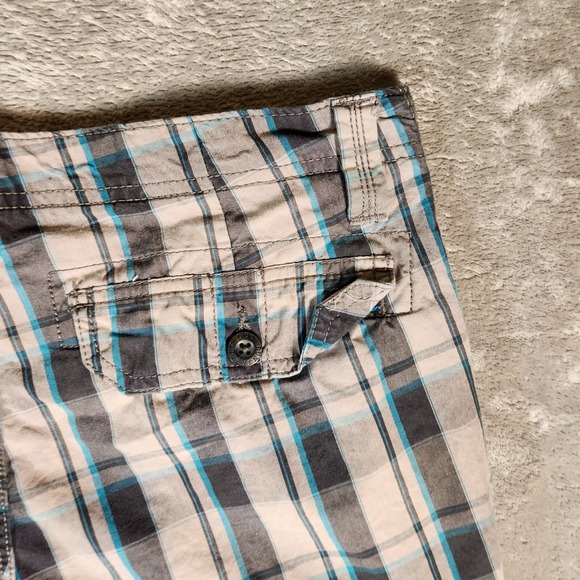 Cargo Shorts Men's 33X11 Blue Plaid Relaxed LEE Dungarees Y2K Skater - Picture 11 of 13